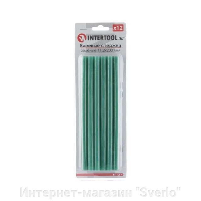 Комплект зелених клейових стрижнів 11.2 мм*200 мм, 12 шт. INTERTOOL RT-1057 від компанії Интернет-магазин "Sverlo" - фото 1