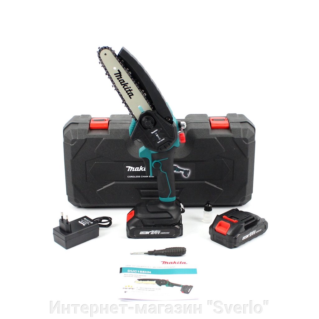 Ланцюгова міні пила Makita DUC155HN 24V, 5Аh, для обрізки дерев, для дачі та саду з автоматичним мастилом ланцюга від компанії Интернет-магазин "Sverlo" - фото 1