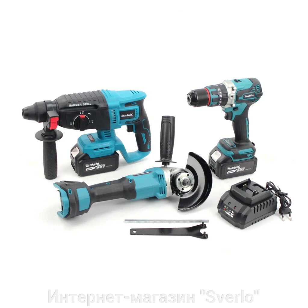 Набір акумуляторного інструменту MAKITA 36V - перфоратор DHR 202, болгарка DGA 540, шуруповерт DDF 484 від компанії Интернет-магазин "Sverlo" - фото 1