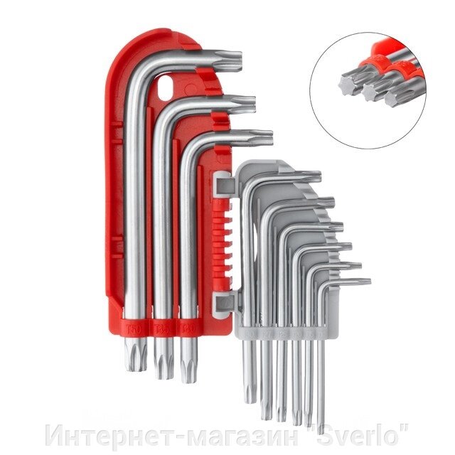 Набір Г-подібних ключів TORX, 9 шт., Т10-Т50, S2, PROF INTERTOOL HT-1821 від компанії Интернет-магазин "Sverlo" - фото 1