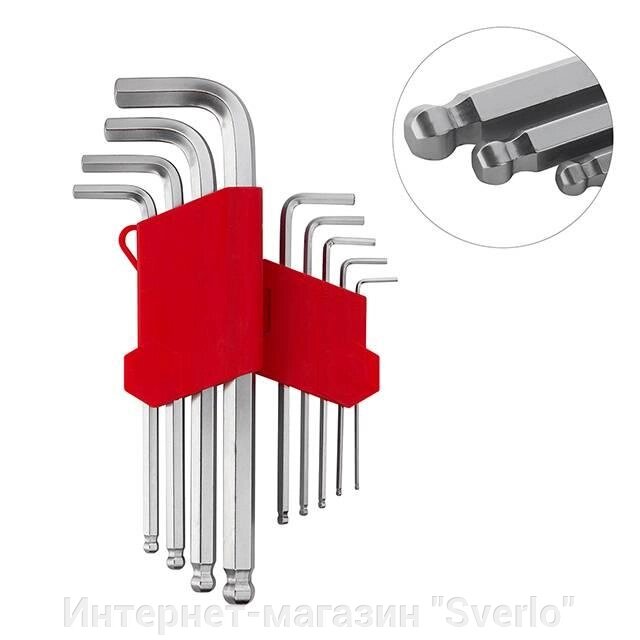 Набір Г-подібних шестигранних ключів із кулястим наконечником Cr-V INTERTOOL HT-0603 від компанії Интернет-магазин "Sverlo" - фото 1