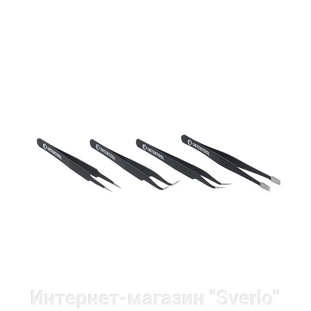 Набір пінцетів антистатичних 4 од., INTERTOOL NT-6001 від компанії Интернет-магазин "Sverlo" - фото 1