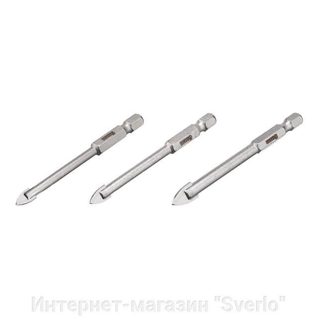 Набір свердел для скла та кераміки 5+6+8 мм HEX 1/4'' (6.35 mm) INTERTOOL SD-0293 від компанії Интернет-магазин "Sverlo" - фото 1