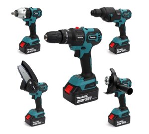 Акумуляторний шурупокрут 5в1 Makita DF482DWE (36V, 6 AH) пила, гайковерт, ушм, перфоратор АКБ набір Макіта