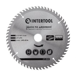 Диск пиляльний для дерева з твердосплавними напайками INTERTOOL CT-3024