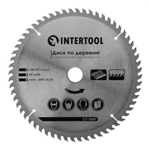 Диск пиляльний для дерева з твердосплавними напайками INTERTOOL CT-3047