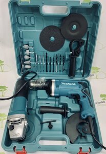 Набір Makita 2 в 1 дриль и болгарка / Інструменти Макіта / УШМ 9558HN+Makita HP 1630