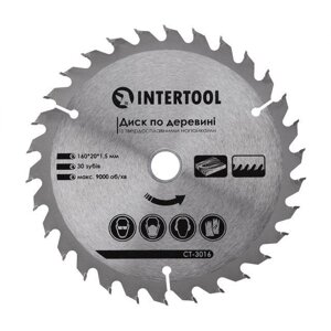 Диск пиляльний для дерева з твердосплавними напайками INTERTOOL CT-3016