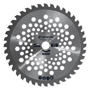 Ніж для мотокоси/тримера з твердосплавними напайками ø255x25.4x1.2 мм 40T, HRC 82-86, хвилястий INTERTOOL