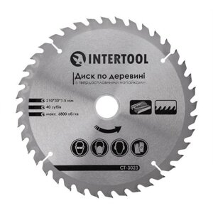 Диск пиляльний для дерева з твердосплавними напайками INTERTOOL CT-3023