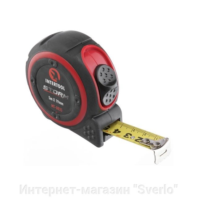 Рулетка з металевим полотном 5м * 19мм, нейлонове покриття полотна STORM INTERTOOL MT-0835 від компанії Интернет-магазин "Sverlo" - фото 1