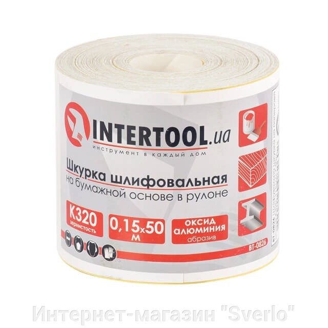 Шліфувальна шкурка на паперовій основі К320, 115 мм*50 м. INTERTOOL BT-0826 від компанії Интернет-магазин "Sverlo" - фото 1