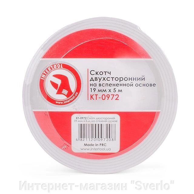 Скотч двосторонній 19 мм*5 м на спіненій основі INTERTOOL KT-0972 від компанії Интернет-магазин "Sverlo" - фото 1