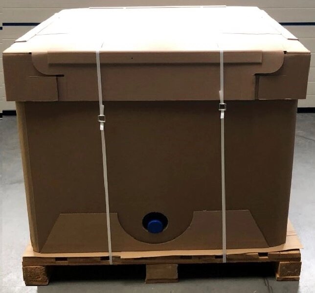 Картонний крафтовий контейнер 1000 л для багаторазового використання з п/е  вкладишем з харчовим допуском від компанії ТзОВ "Леоблу" - фото 1