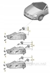 Протитуманні фари VW Passat B7 11-15 ліва (FPS) з функцією денного світла 3AA941661F