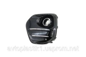 Решітка переднього бампера ліва Kia Sportage QL 15-18 (Тайвань) чорний глянець, хром молдинги 86521D9100