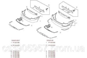 Захист бампера задня Hyundai Sonata 05-07, один вихлоп (FPS) 866953K000