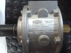 Клапан електромагнітний газ. Madas Dy 32 (M16 RM / NC 500 mbar)