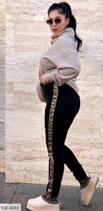 Джегінси жіночі джинсові штани-лосини приталені чорні повсякденні з лампасами стрейч розміри 50-60