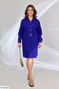 Класична жіноча сукня прямого крою з довгим рукавом з льону верх на ґудзиках великі розміри 50-56 56