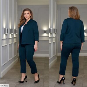 Костюм брючний жіночий класичний діловий стильний трійка піджак, майка, штани з високою посадкою арт 1052 56/58
