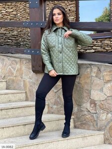 Куртка-сорочка жіноча стьобана коротка весняна фасону модна молодіжна великі розміри 50-60