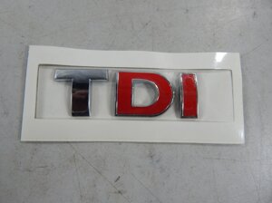 Емблема напис TDI (для VolksWagen) хром+червоний (26х76мм) на скотчі (пр-во Польща) 17903