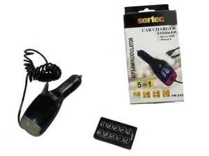 FM модулятор Sertec USB/пульт/MP3/12-24В/microSD/SD/usb зарядка 2,1 А