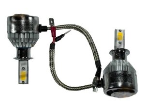 LED лампи головного світла лампа LED H3 F5 12v-24v 3000k СНІР COB радіатор з вентилятором