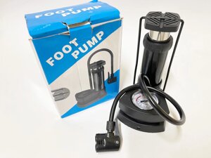 Насос портативний 160psi ножний високого тиску з манометром для велосипедів, матраців 12бар (Завод) ВС - ALP