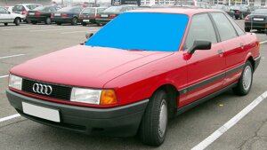 Скло лобове AUDI 80 1987-94г. місце під дзеркало з шовкографією ографией (пр-во SAFE GLASS) ГС 100403