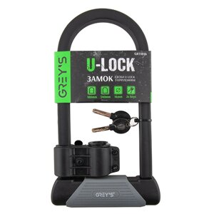 Велозамок Grey's скоба U-lock з кріпленням 16*180*340мм