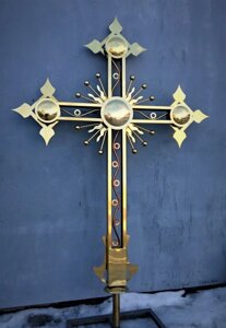 Хрест з нержавіючої сталі з покриттям в золото