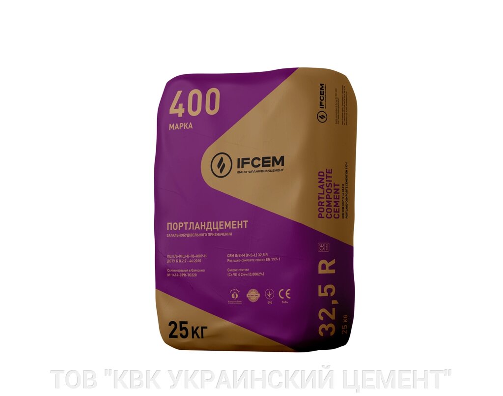 Цемент М-400 М-500 Івано-франківськ Заводська тара (25кг.) - вартість