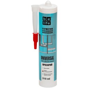 Універсальний силіконовий герметик BeLife SILICONE UNIVERSAL 310 мл прозорий вологостійкий