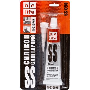 Санітарний силіконовий герметик в тюбику BeLife SILICONE SANITARY 50 мл прозорий проти плісняви