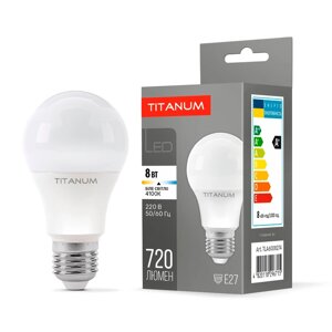 Світлодіодна LED лампа TITANUM A60 8W E27 4100K