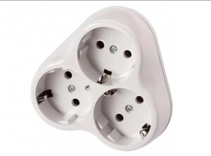 Трійник Luxel з заземленням 16 А білий