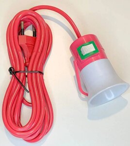 Подовжувач з кнопкою та патроном е-27 з вілкою довжина 3 метри