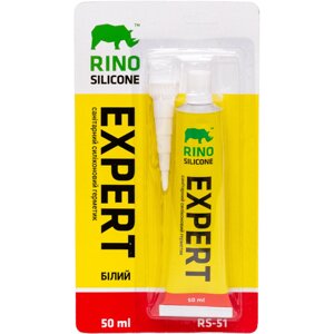 Санітарний силіконовий герметик в тюбику Rino EXPERT RS-51 50 мл білий проти плісняви