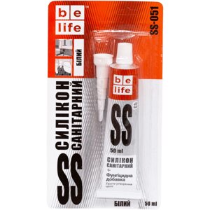 Санітарний силіконовий герметик в тюбику BeLife SILICONE SANITARY 50 мл білий проти плісняви