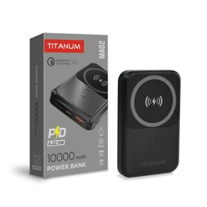 Повербанк з бездротовою зарядкою 10000mAh TITANUM MA02 22.5W Black чорний