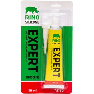 Санітарний силіконовий герметик в тюбику Rino EXPERT RS-50 50 мл прозорий проти плісняви