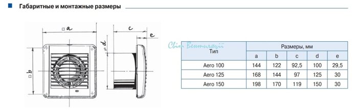 Вытяжной вентилятор Blauberg Aero Chrome 100, габарит