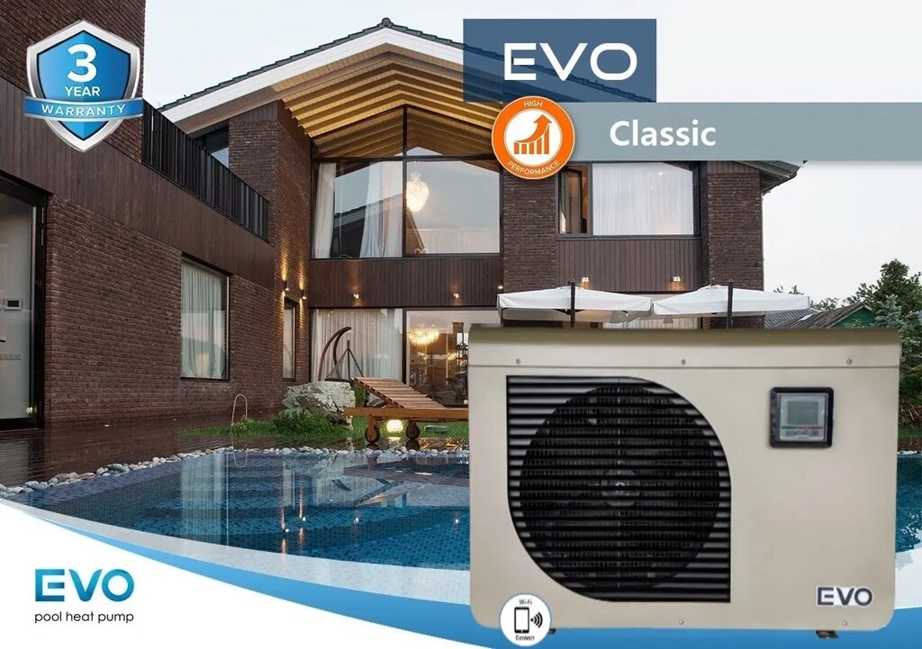 Evo Classic EP-70 тепловий насос для басейну (тепло) 7,02 кВт Рекомендований об'єм басейну з накриттям, 25-35 м3 від компанії ТМ OCEAN group - фото 1