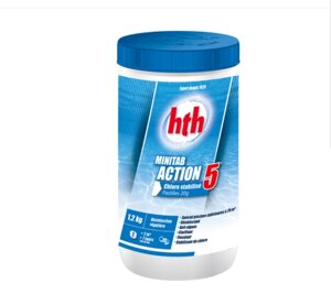 Хлор длительного действия hth 5 в 1, Minitab Action 5 табл. 20 гр, 1,2 кг