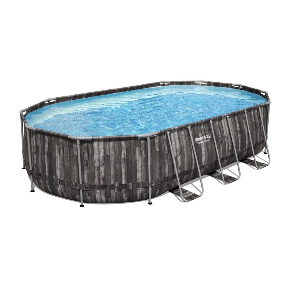 Каркасний басейн Bestway Wood Style 5611R з картриджних фільтром (610х366х122 см) від компанії ТМ OCEAN group - фото 1