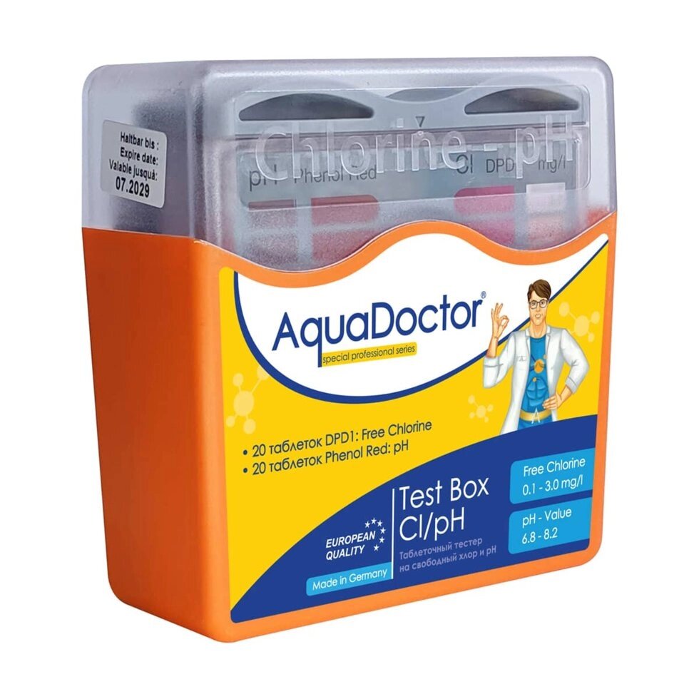 Тестер AquaDoctor Box (pH и CL - 20 тестов) таблеточный від компанії ТМ OCEAN group - фото 1