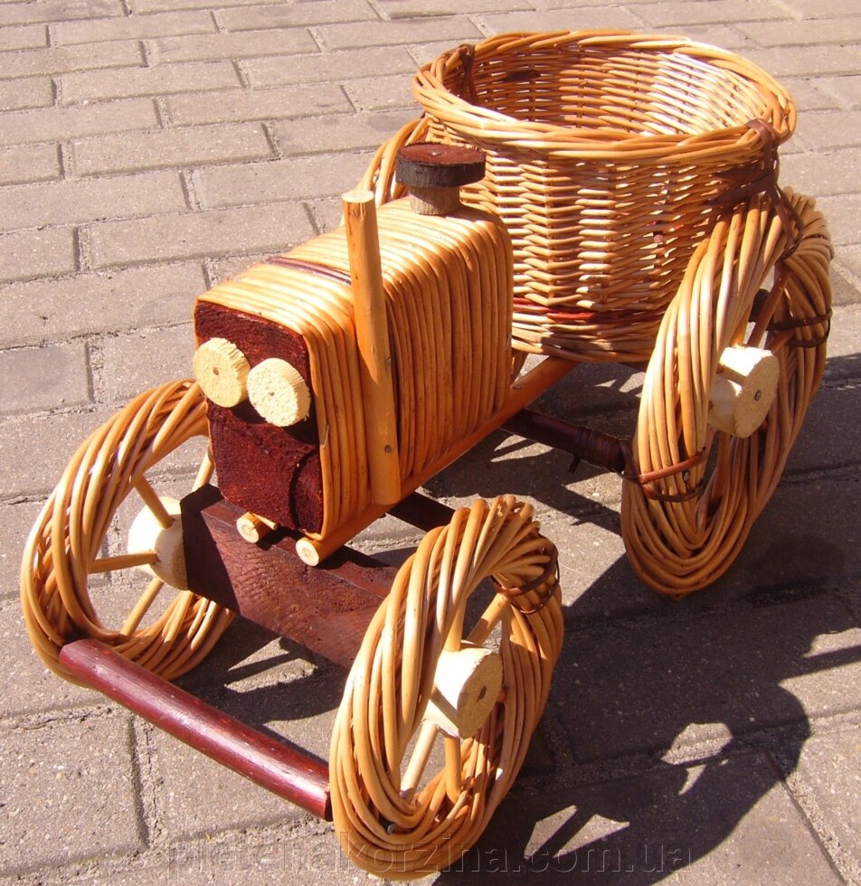 Цветочник "трактор" (маленький рармер, длина 34см) Арт.365.3 ##от компании## Плетена корзина - ##фото## 1