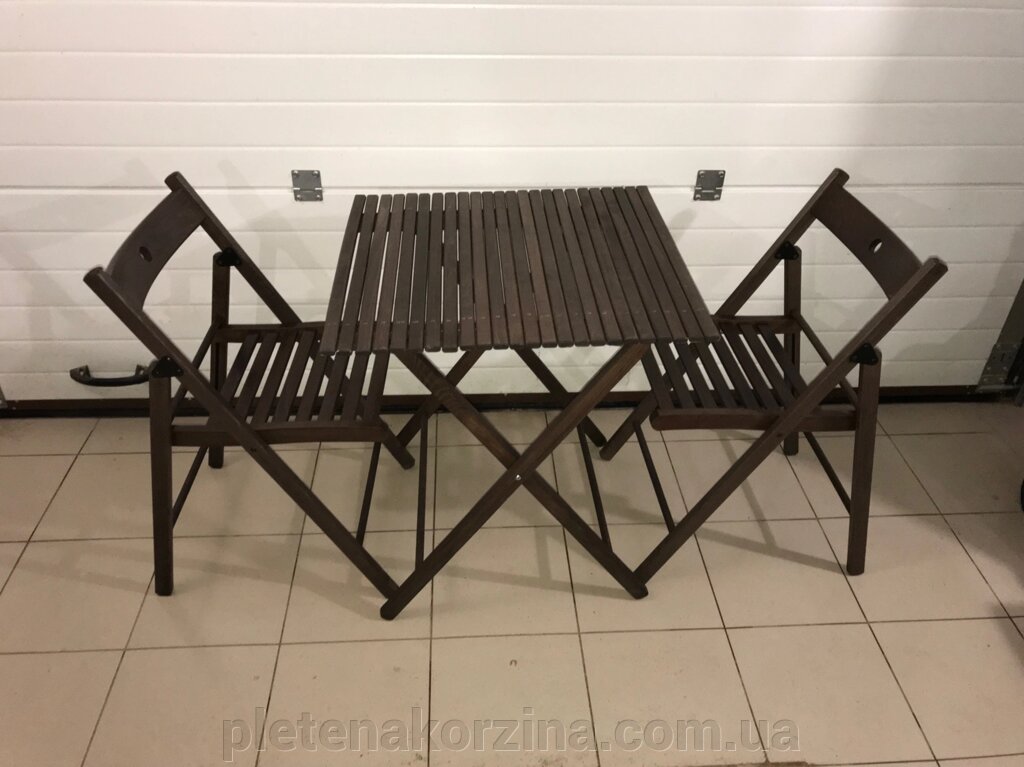 Набір темної складаний садових меблів, стільці і стіл з дерева Арт.773т від компанії Плетена корзина - фото 1